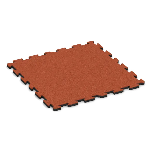 Fitness Ochranná Podložka von WARCO im Farbdesign Svetlooranžová červená mit den Abmessungen 1000 x 1000 x 30 mm. Produktfoto von Artikel 6014 in der Aufsicht von schräg vorne.