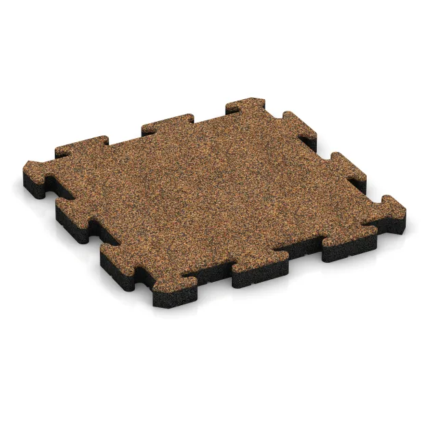 Športová gumová podlaha von WARCO im Farbdesign Terra Cotta mit den Abmessungen 500 x 500 x 50 mm. Produktfoto von Artikel 4149 in der Aufsicht von schräg vorne.
