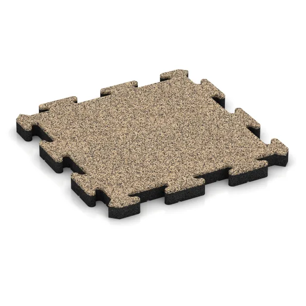 Športová gumová podlaha von WARCO im Farbdesign Travertín mit den Abmessungen 500 x 500 x 50 mm. Produktfoto von Artikel 4153 in der Aufsicht von schräg vorne.
