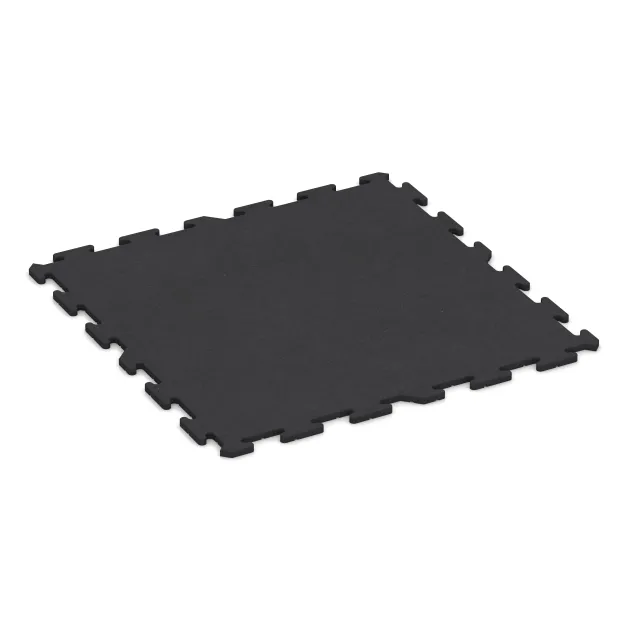 Športová podlaha Studio von WARCO im Farbdesign Antracit mit den Abmessungen 1000 x 1000 x 18 mm. Produktfoto von Artikel 0377 in der Aufsicht von schräg vorne.