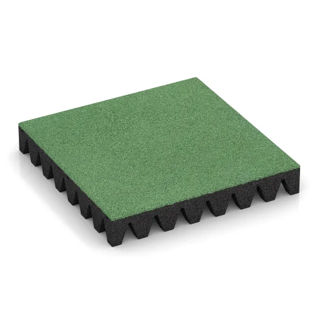 Dopadová gumená podložka na ihrisko von WARCO im Farbdesign Bledozelená mit den Abmessungen 500 x 500 x 80 mm. Produktfoto von Artikel 0723 in der Aufsicht von schräg vorne.