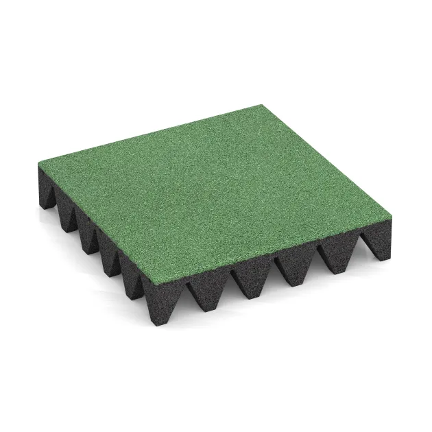 Dopadová gumená podložka na ihrisko von WARCO im Farbdesign Bledozelená mit den Abmessungen 500 x 500 x 100 mm. Produktfoto von Artikel 0741 in der Aufsicht von schräg vorne.