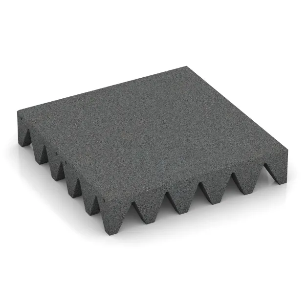 Dopadová gumená podložka na ihrisko von WARCO im Farbdesign Šedý bridlica mit den Abmessungen 500 x 500 x 100 mm. Produktfoto von Artikel 0747 in der Aufsicht von schräg vorne.