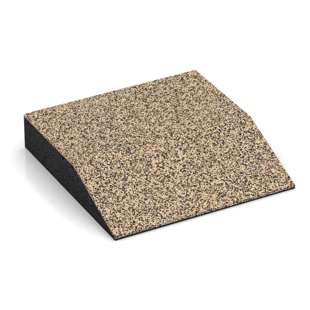 Edge tile (one chamfered side) von WARCO im Farbdesign Travertín mit den Abmessungen 500 x 500 x 100 mm. Produktfoto von Artikel 3810 in der Aufsicht von schräg vorne.