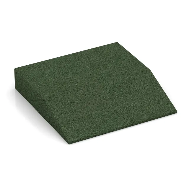 Edge tile (one chamfered side) von WARCO im Farbdesign Trávová zelená mit den Abmessungen 500 x 500 x 100 mm. Produktfoto von Artikel 0459 in der Aufsicht von schräg vorne.
