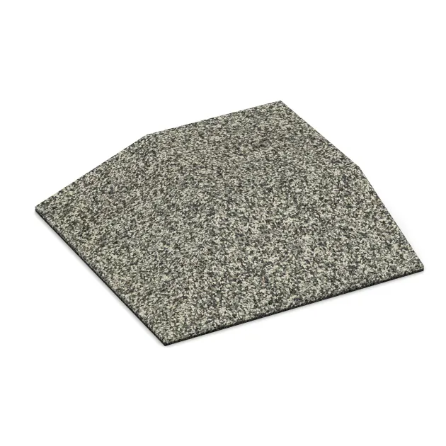 Corner tile (two chamfered sides) von WARCO im Farbdesign Svetlý granit mit den Abmessungen 500 x 500 x 100 mm. Produktfoto von Artikel 3830 in der Aufsicht von schräg vorne.