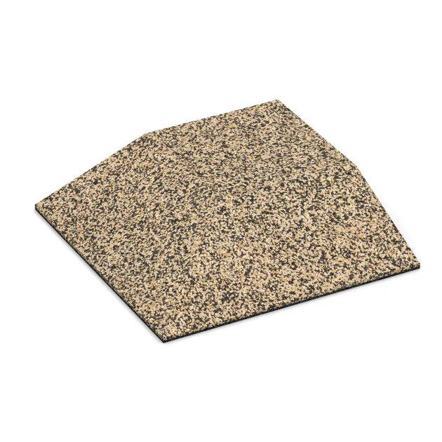 Corner tile (two chamfered sides) von WARCO im Farbdesign Travertín mit den Abmessungen 500 x 500 x 100 mm. Produktfoto von Artikel 3822 in der Aufsicht von schräg vorne.