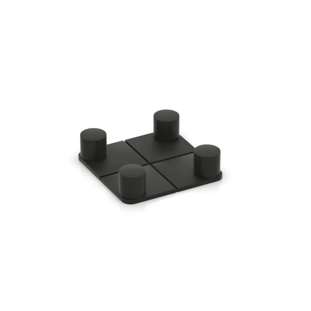 Plastový klip von WARCO im Farbdesign Matná čierna mit den Abmessungen 50 x 50 mm – 8 mm. Produktfoto von Artikel 6121 in der Aufsicht von schräg vorne.