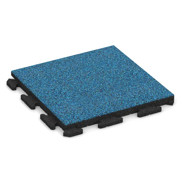 Fitness gumové dlaždice Classic von WARCO im Farbdesign Atlantic mit den Abmessungen 500 x 500 x 40 mm. Produktfoto von Artikel 1363 in der Aufsicht von schräg vorne.
