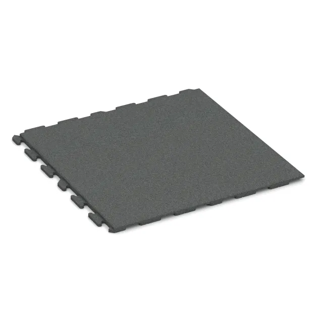 Fitness gumové dlaždice Classic von WARCO im Farbdesign Šedý bridlica mit den Abmessungen 1000 x 1000 x 30 mm. Produktfoto von Artikel 1633 in der Aufsicht von schräg vorne.