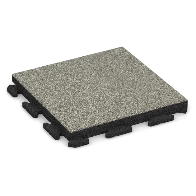 Fitness gumové dlaždice Classic von WARCO im Farbdesign Svetlý granit mit den Abmessungen 500 x 500 x 50 mm. Produktfoto von Artikel 1460 in der Aufsicht von schräg vorne.