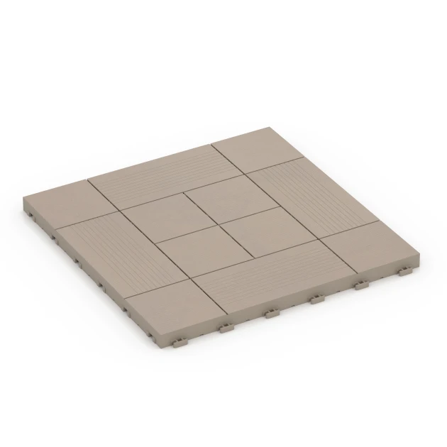 Panelový vzor – Terasové dlaždice von WARCO im Farbdesign Vanilka mit den Abmessungen 38,5 x 38,5 x 2 cm | 0,15 m². Produktfoto von Artikel 6238 in der Aufsicht von schräg vorne.
