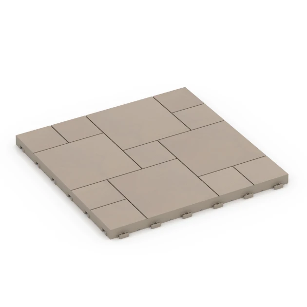 Blokový vzor – Terasové dlaždice von WARCO im Farbdesign Vanilka mit den Abmessungen 38,5 x 38,5 x 2 cm. Produktfoto von Artikel 6331 in der Aufsicht von schräg vorne.