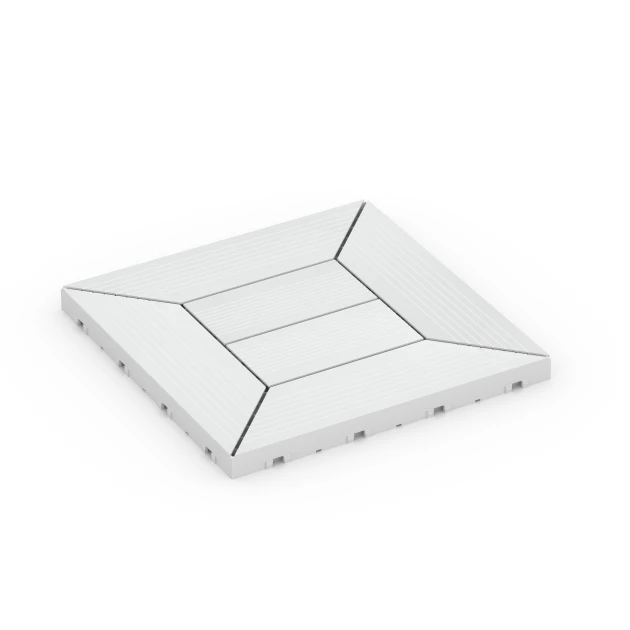 Kazetový vzor – Terasové dlaždice von WARCO im Farbdesign Krieda mit den Abmessungen 30 x 30 x 2 cm. Produktfoto von Artikel 6352 in der Aufsicht von schräg vorne.