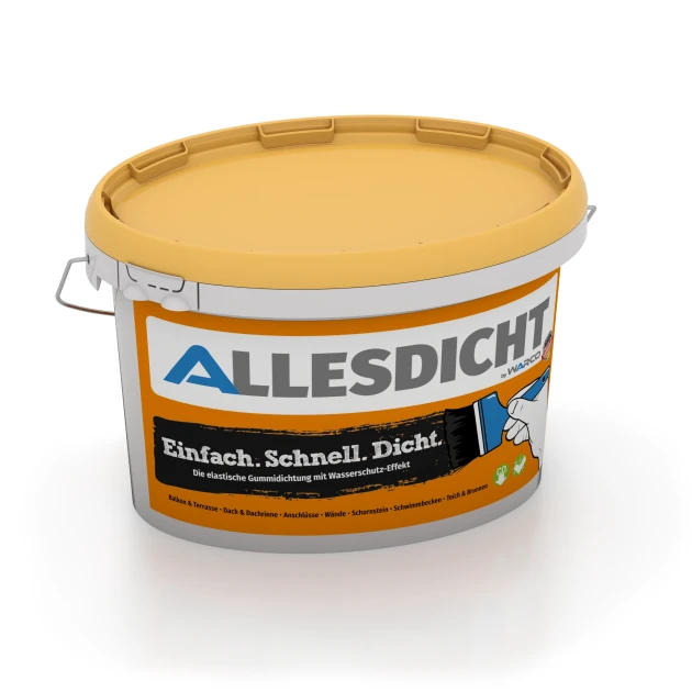 ALLESDICHT – Hydroizolácia von WARCO im Farbdesign Čierna mit den Abmessungen 3 kg | 0,9 m². Produktfoto von Artikel 0035 in der Aufsicht von schräg vorne.