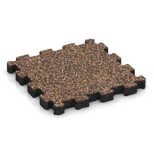 Bezšpárová športová plocha von WARCO im Farbdesign Kôra a Basto mit den Abmessungen 306 x 306 x 30 mm. Produktfoto von Artikel 4419 in der Aufsicht von schräg vorne.