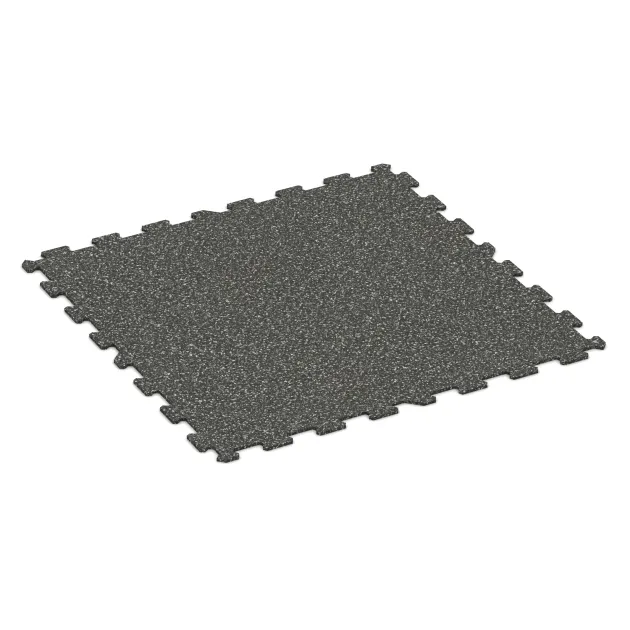 Športová podlaha Kompakt von WARCO im Farbdesign Tmavý šedý granit mit den Abmessungen 970 x 970 x 8 mm. Produktfoto von Artikel 1019 in der Aufsicht von schräg vorne.