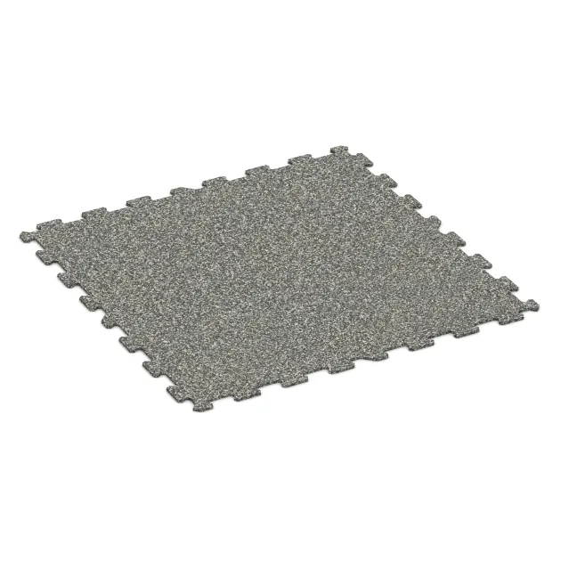 Športová podlaha Kompakt von WARCO im Farbdesign Šedý granit mit den Abmessungen 970 x 970 x 8 mm. Produktfoto von Artikel 1020 in der Aufsicht von schräg vorne.