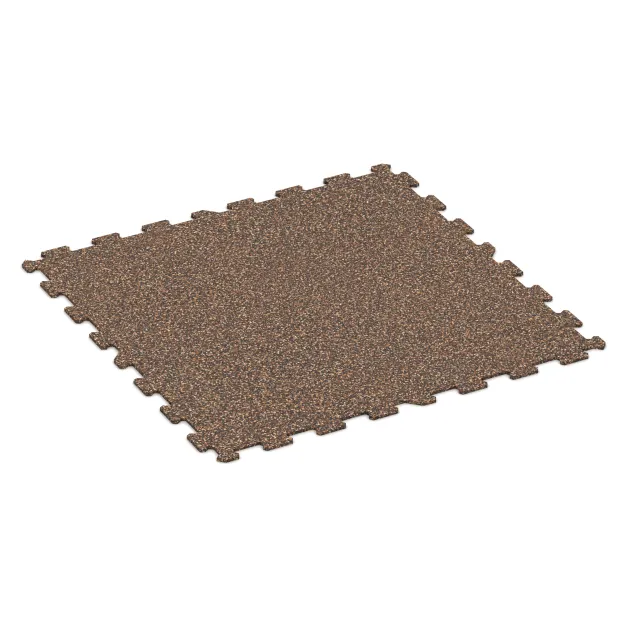 Športová podlaha Kompakt von WARCO im Farbdesign Kôra a Basto mit den Abmessungen 970 x 970 x 8 mm. Produktfoto von Artikel 1024 in der Aufsicht von schräg vorne.