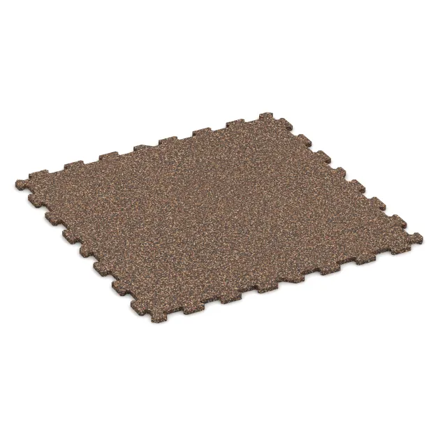 Športová podlaha Kompakt von WARCO im Farbdesign Kôra a Basto mit den Abmessungen 970 x 970 x 16 mm. Produktfoto von Artikel 1101 in der Aufsicht von schräg vorne.