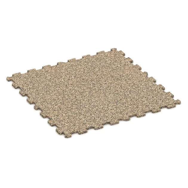 Športová podlaha Kompakt von WARCO im Farbdesign Travertín mit den Abmessungen 970 x 970 x 16 mm. Produktfoto von Artikel 1104 in der Aufsicht von schräg vorne.