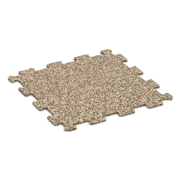 Športová podlaha Kompakt von WARCO im Farbdesign Travertín mit den Abmessungen 485 x 485 x 8 mm. Produktfoto von Artikel 0890 in der Aufsicht von schräg vorne.