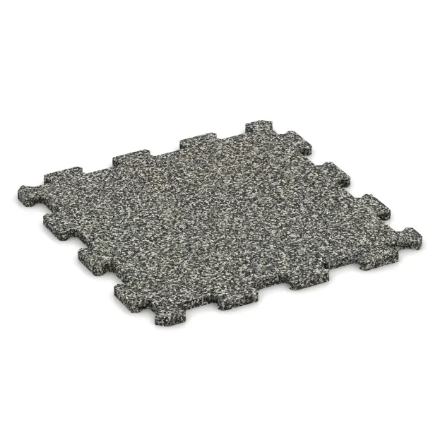 Športová podlaha Kompakt von WARCO im Farbdesign Šedý granit mit den Abmessungen 485 x 485 x 16 mm. Produktfoto von Artikel 0959 in der Aufsicht von schräg vorne.