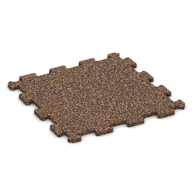 Športová podlaha Kompakt von WARCO im Farbdesign Kôra a Basto mit den Abmessungen 485 x 485 x 16 mm. Produktfoto von Artikel 0963 in der Aufsicht von schräg vorne.