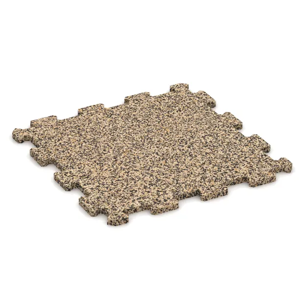 Športová podlaha Kompakt von WARCO im Farbdesign Travertín mit den Abmessungen 485 x 485 x 16 mm. Produktfoto von Artikel 0966 in der Aufsicht von schräg vorne.