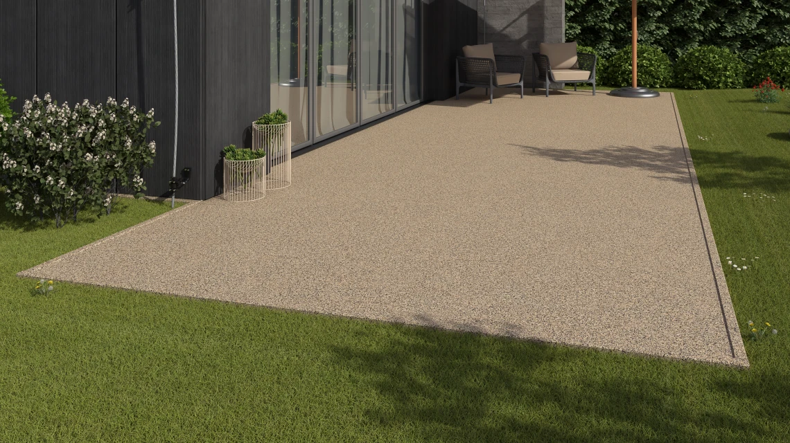 Beispielhafte Verlegung für den Artikel 3735 von WARCO - Dlažba exteriérová, Farbton Travertín in der Abmessung 30,6 x 30,6 x 2 cm | 0,094 m².