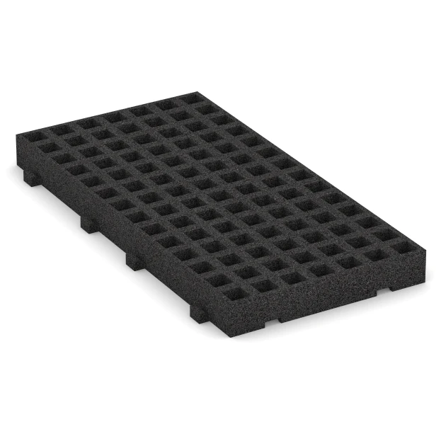 Gumená zatrávňovacia podložka na ihrisko von WARCO im Farbdesign Antracit mit den Abmessungen 100 × 50 × 8 cm. Produktfoto von Artikel 6115 in der Aufsicht von schräg vorne.