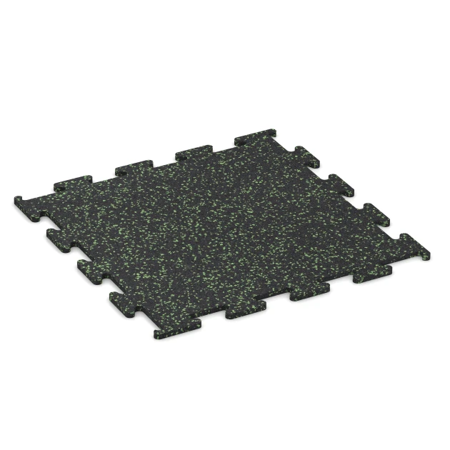 Fitness Performance Elite tréningová podlaha von WARCO im Farbdesign Ľahko zeleno posypaná mit den Abmessungen 50 x 50 x 1 cm | 0,25 m². Produktfoto von Artikel 3767 in der Aufsicht von schräg vorne.
