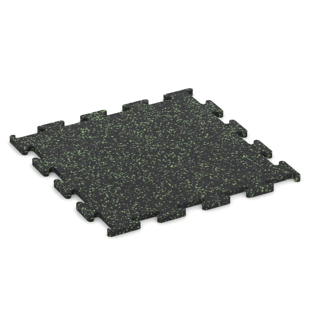 Fitness Performance Elite gumová podlaha do fitness von WARCO im Farbdesign Ľahko zeleno posypaná mit den Abmessungen 50 x 50 x 1,5 cm | 0,25 m². Produktfoto von Artikel 3771 in der Aufsicht von schräg vorne.