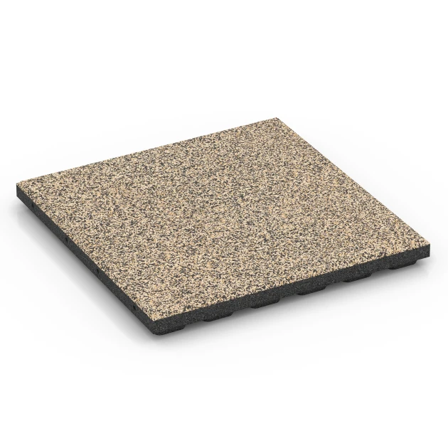 Dopadová dlaždica EPDM – 120 cm von WARCO im Farbdesign Travertín mit den Abmessungen 50 x 50 x 4 cm | 0,25 m². Produktfoto von Artikel 6428 in der Aufsicht von schräg vorne.