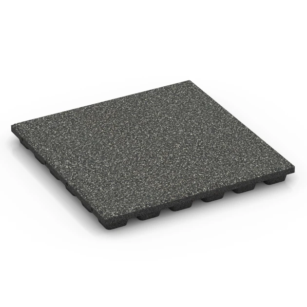 Dopadová dlaždica EPDM – 160 cm von WARCO im Farbdesign Tmavosivá žula mit den Abmessungen 50 x 50 x 4,8 cm | 0,25 m². Produktfoto von Artikel 6431 in der Aufsicht von schräg vorne.