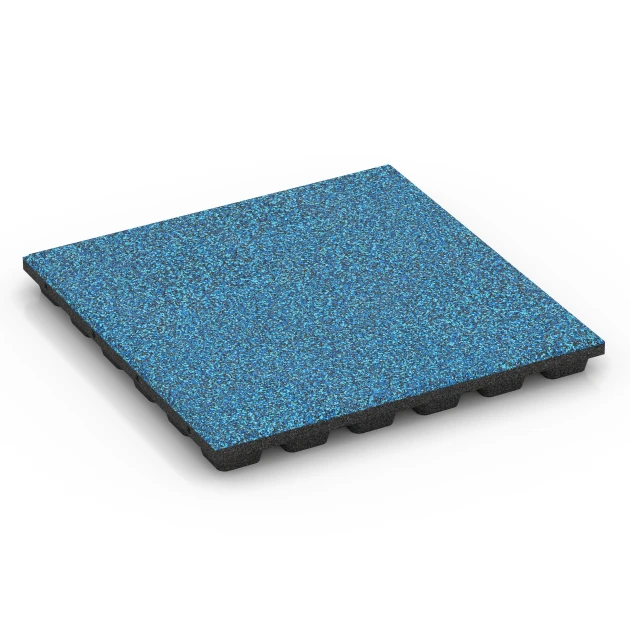 Dopadová dlaždica EPDM – 160 cm von WARCO im Farbdesign Atlantik mit den Abmessungen 50 x 50 x 4,8 cm | 0,25 m². Produktfoto von Artikel 6438 in der Aufsicht von schräg vorne.