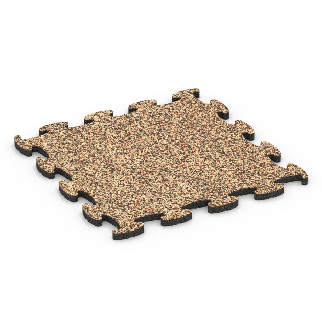 Gumová dlažba pre ihriská von WARCO im Farbdesign Terakota mit den Abmessungen 46 x 46 x 1,8 cm. Produktfoto von Artikel 6754 in der Aufsicht von schräg vorne.