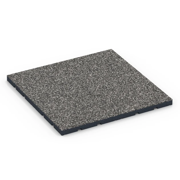 Športová podlaha pre vonkajšie fitness von WARCO im Farbdesign Tmavosivá žula mit den Abmessungen 60 x 60 x 3 cm | 0,36 m². Produktfoto von Artikel 7132 in der Aufsicht von schräg vorne.