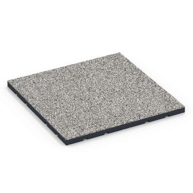 Športová podlaha pre vonkajšie fitness von WARCO im Farbdesign Sivá žula mit den Abmessungen 60 x 60 x 3 cm | 0,36 m². Produktfoto von Artikel 7133 in der Aufsicht von schräg vorne.