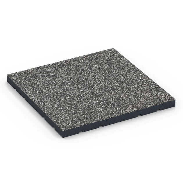 Športová podlaha pre vonkajšie fitness von WARCO im Farbdesign Tmavosivá žula mit den Abmessungen 60 x 60 x 4 cm | 0,36 m². Produktfoto von Artikel 7141 in der Aufsicht von schräg vorne.