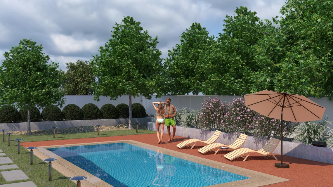 Beispielhafte Verlegung für den Artikel 5230 von WARCO - Dlaždica k bazénu bez škár, Farbton Etna in der Abmessung 30,6 x 30,6 x 3 cm | 0,094 m².