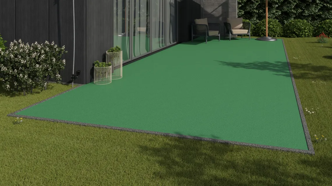 Beispielhafte Verlegung für den Artikel 6000 von WARCO - Dlažba exteriérová, Farbton Jarná zelená in der Abmessung 306 x 306 x 20 mm.