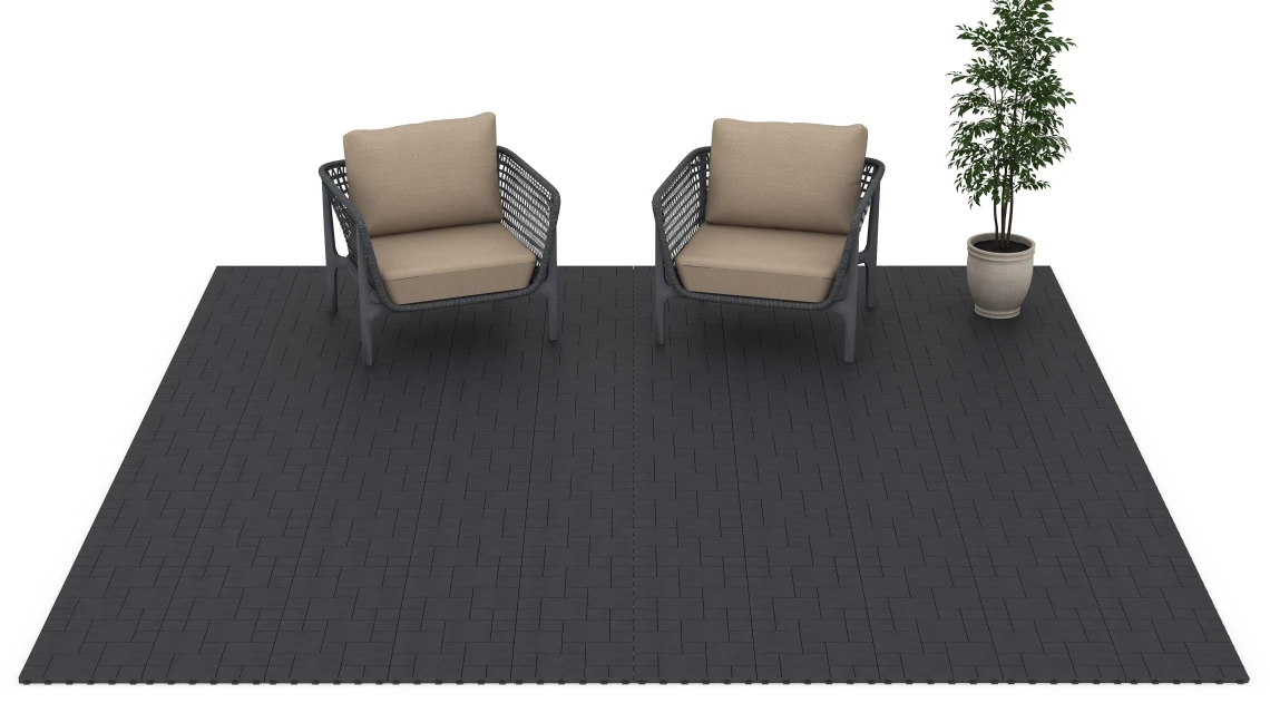 Beispielhafte Verlegung für den Artikel 6329 von WARCO - Blokový vzor – Terasové dlaždice, Farbton Bridlica in der Abmessung 38,5 x 38,5 x 2 cm.