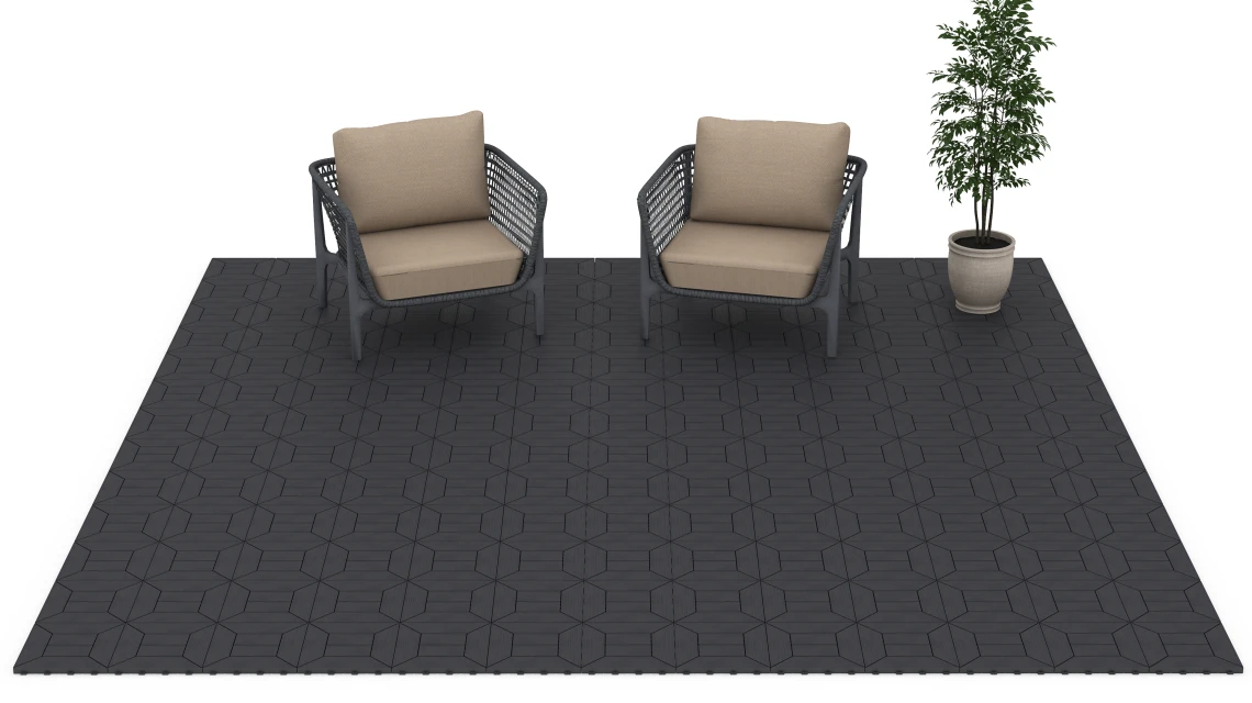 Beispielhafte Verlegung für den Artikel 6346 von WARCO - Kazetový vzor – Terasové dlaždice, Farbton Bridlica in der Abmessung 30 x 30 x 2 cm.