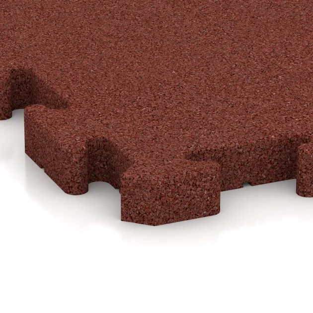 Detailaufnahme der Randausprägung von WARCO-Produkt 4192, Športová gumová podlaha HD, Format 500 x 500 x 40 mm, Farbe Cihlovo červená.