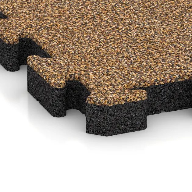 Detailaufnahme der Randausprägung von WARCO-Produkt 4158, Športová gumová podlaha, Format 500 x 500 x 50 mm, Farbe Maroko.