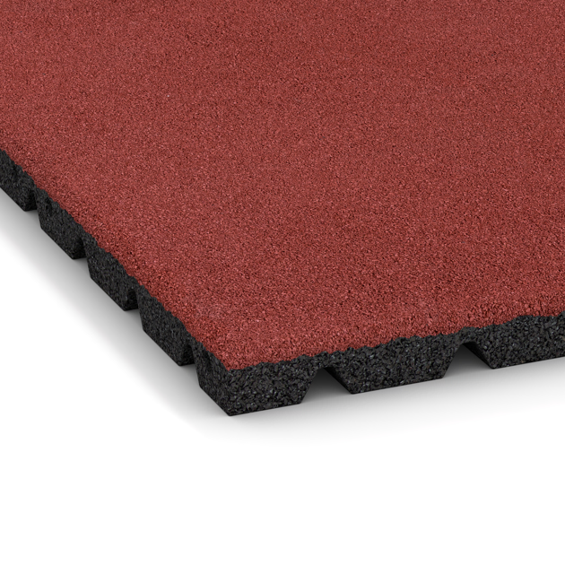 Detailaufnahme der Randausprägung von WARCO-Produkt 0552, Terasová dlaždica 3 cm, Format 500 x 500 x 30 mm, Farbe Korálová červená.