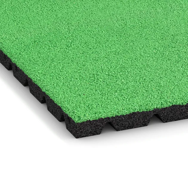 Detailaufnahme der Randausprägung von WARCO-Produkt 0557, Terasová dlaždica 3 cm, Format 500 x 500 x 30 mm, Farbe Jarná zelená.