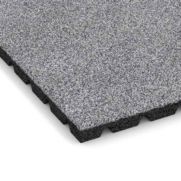 Detailaufnahme der Randausprägung von WARCO-Produkt 5475, Terasová dlaždica 3 cm, Format 500 x 500 x 30 mm, Farbe Šedý melange.