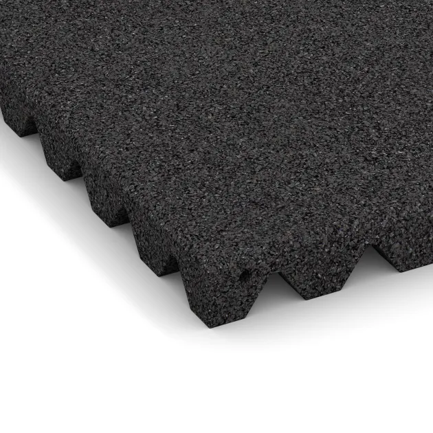 Detailaufnahme der Randausprägung von WARCO-Produkt 0654, Ochranná stenová doska, Format 500 x 500 x 45 mm, Farbe Antracit.